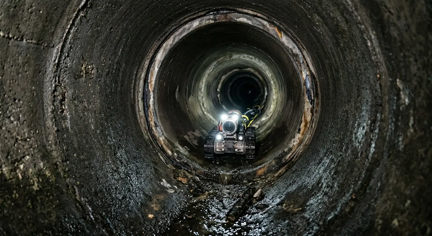 Robotic sewer camera inspecting pipe interior for Drain Snake Service in Boone